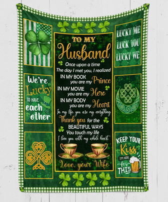 To My Husband You Touch My Life Shamrock St. Patrick's Day Blanket Gift For Husband Home Decor Bedding Couch Sofa Soft - Thegiftio UK