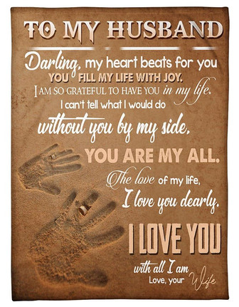 To My Husband, My Heart Beats For You,Fleece Blanket,Gift For Husband Home Decor Bedding Couch Sofa Soft And Comfy Cozy - Thegiftio UK