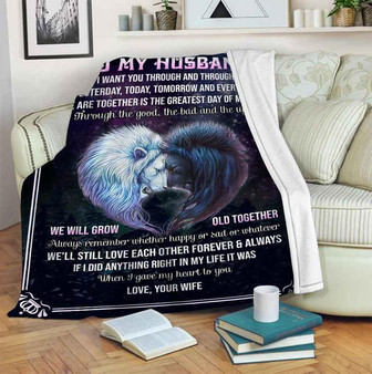 To My Husband I Want You Through Yesterday Today Tomorrow Fleece Blanket Gift For Family,Birthday,Couple,Husband,For - Thegiftio UK