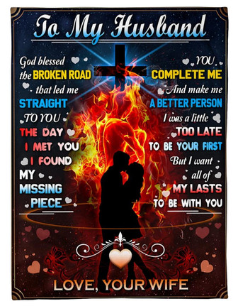 To My Husband From Wife Blanket You Complete Me And Make Me A Better Person, G t For Husband Home Decor Bedding Couch - Thegiftio UK