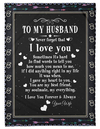 To My Husband, Black Background You Are My Soulmate,Fleece Blanket,Gift For Husband Home Decor Bedding Couch Sofa Soft - Thegiftio UK