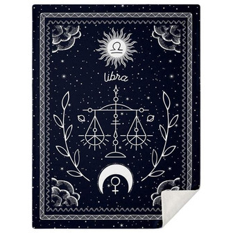 Libra Zodiac Blanket| Fleece Blanket Horoscope Astrology Gift- Birthday Gifts - Thegiftio