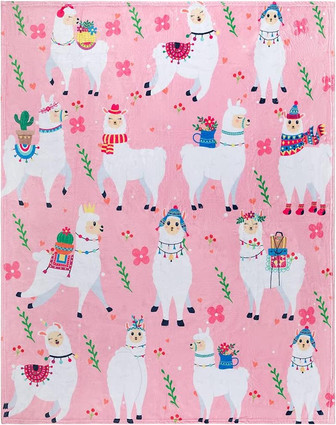 Llama Throw Blanket, Adorable Llama Blanket for Girls, Women, Teens, Kids, Baby, and Children, Cute Fleece Llama Blanket for Bed Crib or Couch - Thegiftio