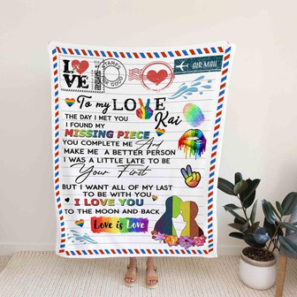 To My Love I Found My Missing Piece LGBT Blanket Gift For Loved Couple Birthday Gift Home Decor Bedding Couch Sofa Soft - Thegiftio UK