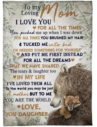 To My Loving Mom I Love You For All The Times Mom Bears Fleece Blanket Gift For Mom Home Decor Bedding Couch Sofa Soft - Thegiftio UK