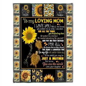 To My Loving Mom I Love You For All The Times You Picked Me Up When I Was Down, Sunflower Turtle Fleece Blanket - Thegiftio UK