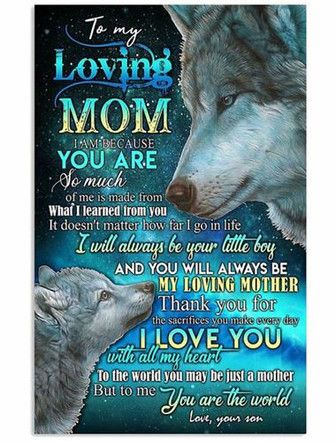 To My Loving Mom I Am Because You Are Lovely Wolf Blue Sky Gift From Son Fleece Blanket Home Decor Bedding Couch - Thegiftio UK
