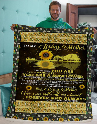 To My Loving Mother Sunflower Guitar Blanket Gift for Mom From Daughter Birthday Gift Home Decor Bedding Couch Sofa Soft - Thegiftio