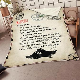 To My Man Fishing Message Blanket Gift For Boy Friend Husband Fishing Lover Family Birthday Gift Home Decor - Thegiftio UK