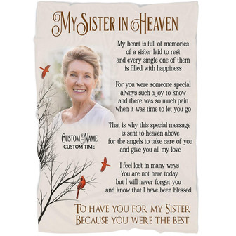 Memorial Blanket - Personalized Sister Memorial Fleece Blanket Sister in Heaven Cardinal Blanket Home Decor Bedding Couch Sofa Soft And Comfy Cozy Memorial Gift - Thegiftio UK