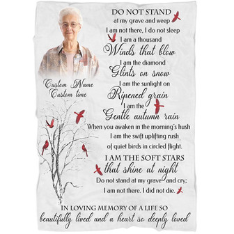 Memorial Blanket - Personalized Memorial Blanket, Do Not Cry Custom Photo Cardinal Fleece Blanket Home Decor Bedding Couch Sofa Soft And Comfy Cozy Gift For Family - Thegiftio UK