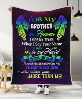 Memorial Blanket - For My Brother In Heaven Memorial Blanket Gift For Friend Family Home Decor Bedding Couch Sofa Soft and Comfy Cozy - Thegiftio UK