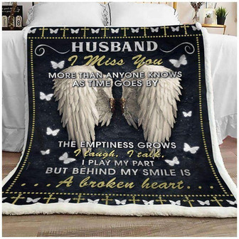 Memorial Blanket - Husband I Miss You Memorial Blanket Gift For Friend Family Home Decor Bedding Couch Sofa Soft and Comfy Cozy - Thegiftio UK