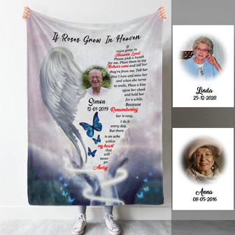 Memorial Blanket - Angel Wings Hands Up Butterflies Lost You Photo Blanket Memorial Gift - Thegiftio
