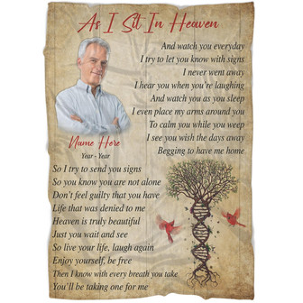 Memorial Blanket - Personalized As I Sit in Heaven Fleece Blanket Remembrance Blanket Home Decor Bedding Couch Sofa Soft And Comfy Cozy Gift For Family, Memorial Gift - Thegiftio UK