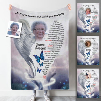 Memorial Blanket - Angel Wings Of Mom Custom Photo Blanket Memorial - Thegiftio UK