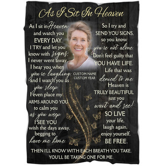 Memorial Blanket - Personalized As I Sit in Heaven Butterfly Fleece Blanket Home Decor Bedding Couch Sofa Soft And Comfy Cozy, Memorial Gift, Loss of Loved One Gift - Thegiftio UK