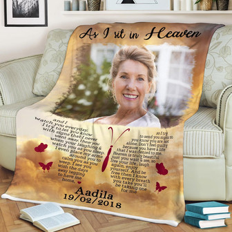 Memorial Blanket - Heaven Butterfly Custom Photo Blanket Memorial - Thegiftio UK