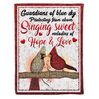 Memorial Blanket - Animal Couple Cardinal Memorial Gift Fleece Blanket Home Decor Bedding Couch Sofa Soft And Comfy Cozy - Thegiftio UK