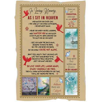 Memorial Blanket - In Loving Memory As I Sit In Heaven Fleece Blanket Home Decor Bedding Couch Sofa Soft And Comfy Cozy Memorial Gift, Gift For Friend Family - Thegiftio UK