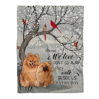Memorial Blanket - - Blanket- Memorial Dog Blanket, Pomeranian And Cardinal Those We Love Don't Go Away, Dog Lover - Thegiftio UK