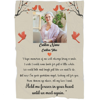 Memorial Blanket - Personalized Message From Heaven Hold Me Forever In Your Heart Until We Meet Again Fleece Blanket Home Decor Bedding Couch Sofa Soft And Comfy Cozy, Memorial Gift - Thegiftio