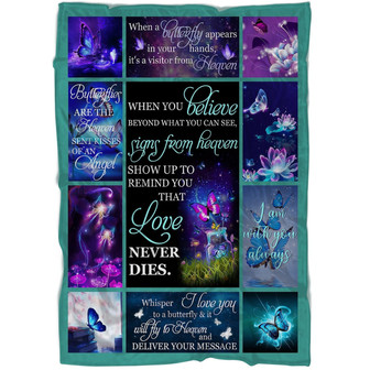 Memorial Blanket - Butterflies Are The Heaven Sent Kisses Of An Angel Fleece Blanket Home Decor Bedding Couch Sofa Soft And Comfy Cozy, Memorial Gift - Thegiftio UK