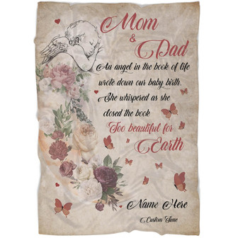 Memorial Blanket - Personalized Too Beautiful for Earth Fleece Blanket Home Decor Bedding Couch Sofa Soft And Comfy Cozy Memorial Blanket for Loss of Baby - Thegiftio UK