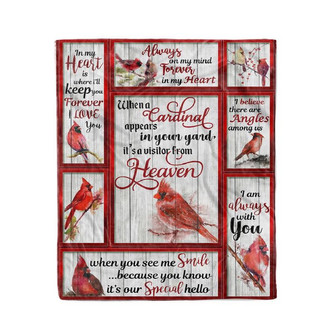 Memorial Blanket - Memorial Blanket, Animal Cardinal Birds In My Heart Fleece Blanket Home Decor Bedding Couch Sofa Soft And Comfy Cozy - Thegiftio UK