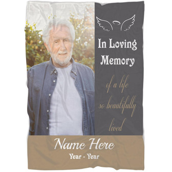 Memorial Blanket - Personalized Memorial Blanket, A Life So Beautifully Lived Fleece Blanket Home Decor Bedding Couch Sofa Soft And Comfy Cozy, Memorial Gift - Thegiftio UK
