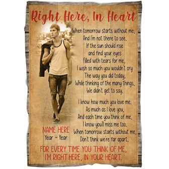 Memorial Blanket - Personalized I'm Right Here, In Your Heart Fleece Blanket Home Decor Bedding Couch Sofa Soft And Comfy Cozy Memorial Gift - Thegiftio UK