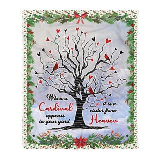 Memorial Blanket - Animal Cardinal Birds Heaven Memorial Gift Fleece Blanket Home Decor Bedding - Thegiftio UK