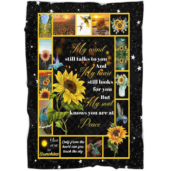 Memorial Blanket - My Mind Still Talks to You Sunflower Fleece Blanket Home Decor Bedding Couch Sofa Soft And Comfy Cozy, Memorial Gift - Thegiftio UK