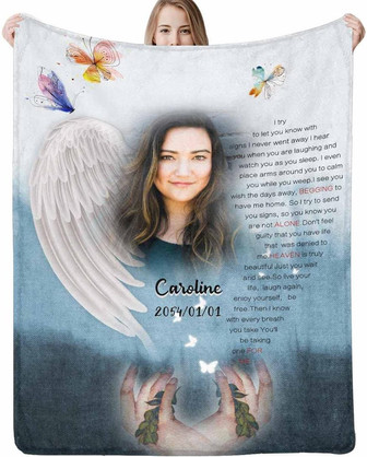 Memorial Blanket - Custom Memorial Throw Blanket - in Loving Memory Photo Blanket for Loss of Mom Dad Grandma Son Daughter - Thegiftio