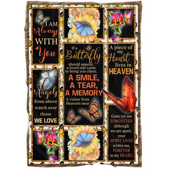 Memorial Blanket - A Smile A Tear A Memory - Butterfly Memorial Fleece Blanket Deepest Sympathy Grief Gift - Thegiftio UK