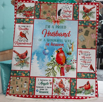 Memorial Blanket - Im A Proud Husband Of A Wonderful Wife In Heaven, Memorial - Gift For Couple Gift Home Decor Bedding Couch Sofa Soft And Comfy Cozy - Thegiftio UK