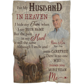 Memorial Blanket - Deer Personalized For My Husband Fleece Blanket Home Decor Bedding Couch Sofa Soft And Comfy Cozy Gift For Family, Memorial Gift for Loss of Husband - Thegiftio UK