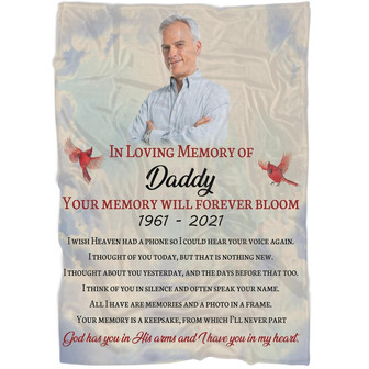 Memorial Blanket - Perosnalized In Loving Memory Of Daddy Fleece Blanket Home Decor Bedding Couch Sofa Soft And Comfy Cozy Memorial Gift - Thegiftio UK