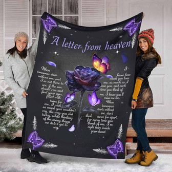 Memorial Blanket - Butterfly And Rose A Letter From Heaven Memorial Blanket Gift For Friend Family Birthday Gift Home Decor Bedding Couch Sofa Soft and Comfy Cozy - Thegiftio UK