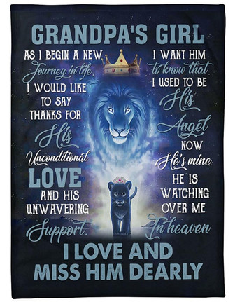 Memorial Blanket - Angel Grandpa - He Is Watching Over Me In Heaven Lion Memorial Blanket Gift For Family Home Decor - Thegiftio UK