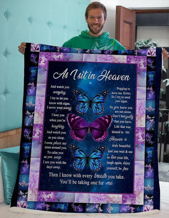 Memorial Blanket - Memorial Blanket, Butterfly As I Sit In Heaven - Thegiftio UK