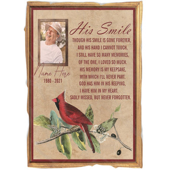 Memorial Blanket - Personalized Memorial Blanket His Smile Fleece Blanket Home Decor Bedding Couch Sofa Soft And Comfy Cozy, Memorial Gift - Thegiftio UK