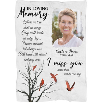 Memorial Blanket - Personalized I Miss You More Than Words Can Say Fleece Blanket In Loving Memory Blanket Home Decor Bedding Couch Sofa Soft And Comfy Cozy Memorial Gift - Thegiftio UK