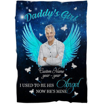 Memorial Blanket - Personalized Daddy's Girl Fleece Blanket Home Decor Bedding Couch Sofa Soft And Comfy Cozy, Memorial Gift, Gift for Dad in Heaven - Thegiftio