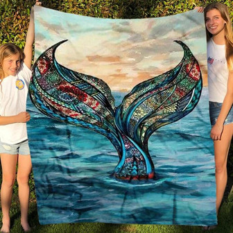 Mermaid Mandala Fleece Blanket, Mermaid Tail 3D Blanket, Gift for Mermaid Lovers, Birthday Gift - Thegiftio UK
