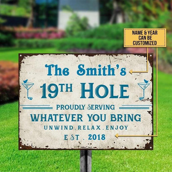 Metal Sign- 19th Hole Rectangle Metal Sign Custom Name Year Colors - Thegiftio UK
