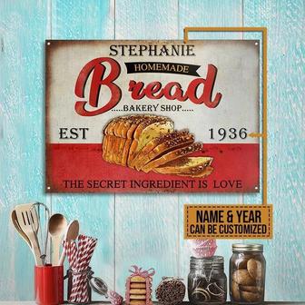 Metal Sign- Baking Homemade Yummy Bread Rectangle Metal Sign Custom Name Year - Thegiftio UK