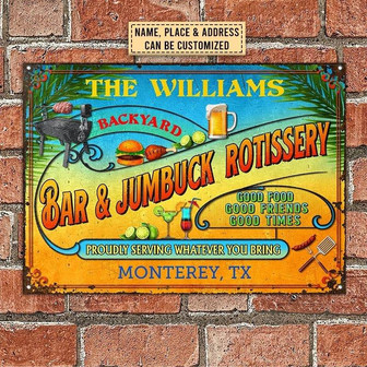 Metal Sign- Bar And Jumbuck Rotissery Rectangle Metal Sign Custom Name Place Address - Thegiftio UK