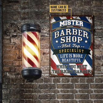 Metal Sign- Barber Life Is More Beautiful Vertical Rectangle Metal Sign Custom Name - Thegiftio UK