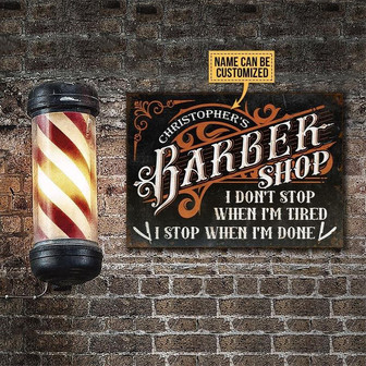 Metal Sign- Barbershop When I'm Done Black Rectangle Metal Sign Custom Name - Thegiftio UK